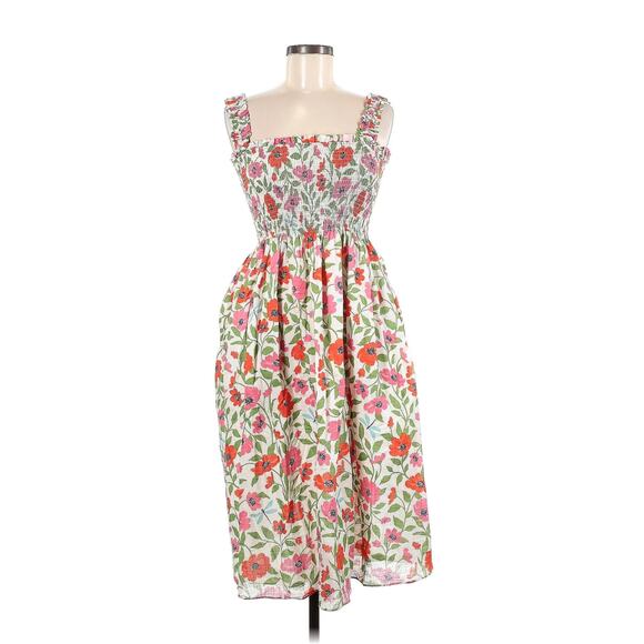 Kate Spade Dress Midi Floral Smocked Garden Blooms Cottagecore Sleeveless A Line - Picture 3 of 7